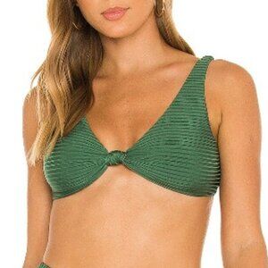 PQ SWIM Revolve Small Emerald Green Reversible Drew Knot Tie Swim Top Beach